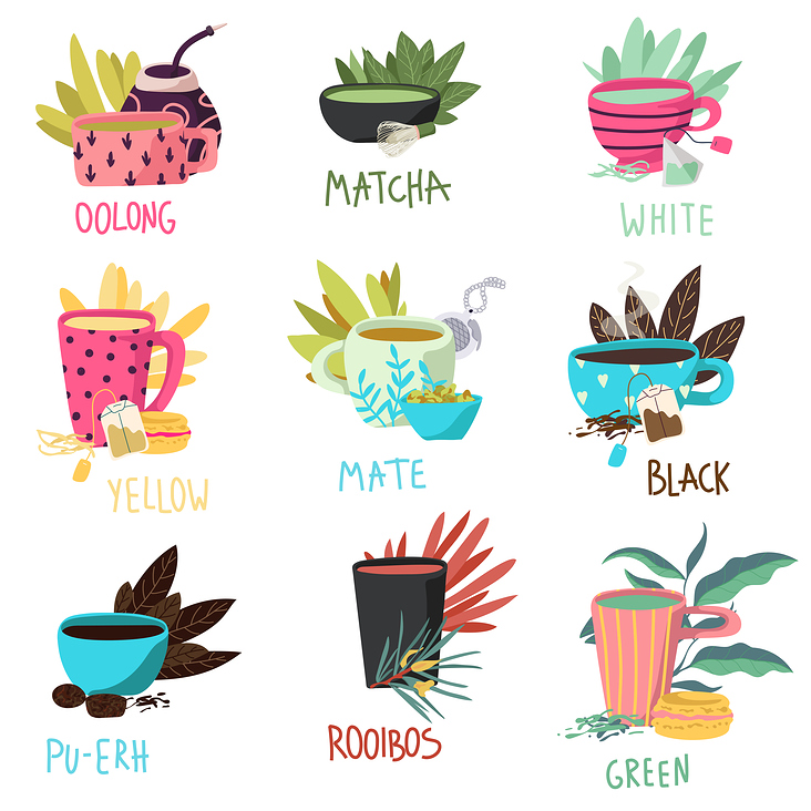 Teesorten Illustrationen