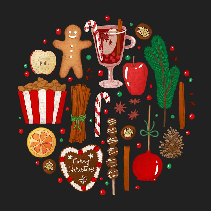 Weihnachtliche Illustrationen