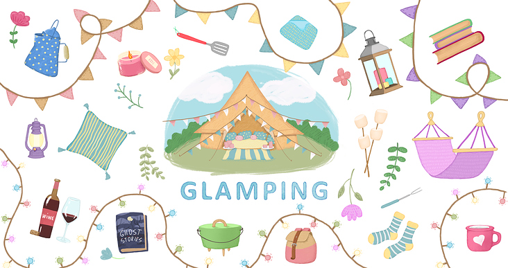 Illustrationen zum Thema Glamping