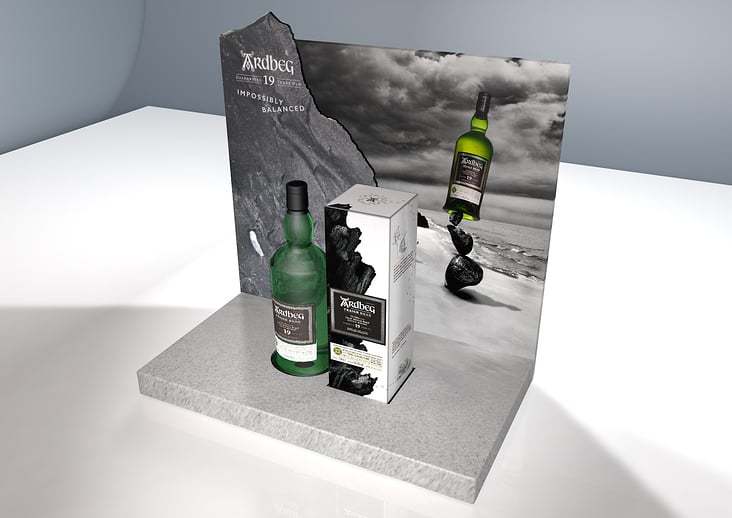 Design und Illustration Ardbeg Whiskey Thekendisplay