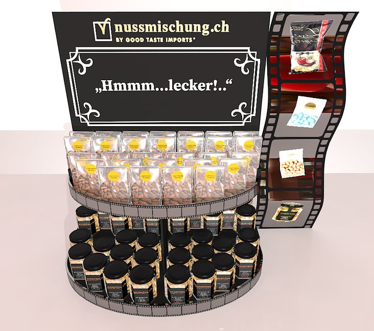 Nussmischung Kreation und Illustration Counter Merchandiser