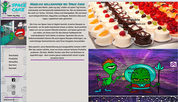 Space Cakes – Webseite