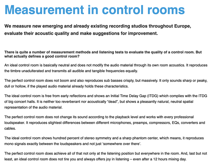 Measurements in control rooms