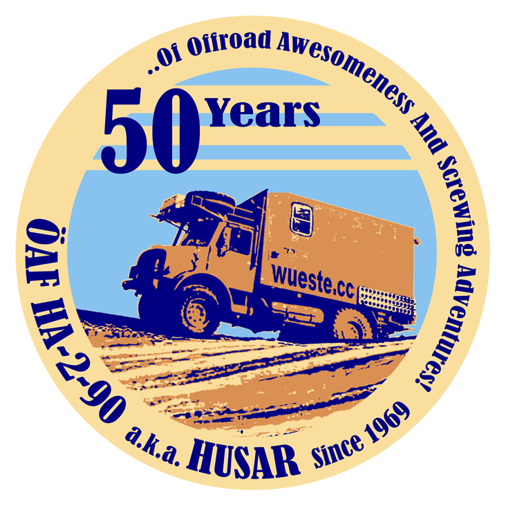 Sticker  50 Years Ö.A.F.-Husar.   Kunde: Wueste Touren