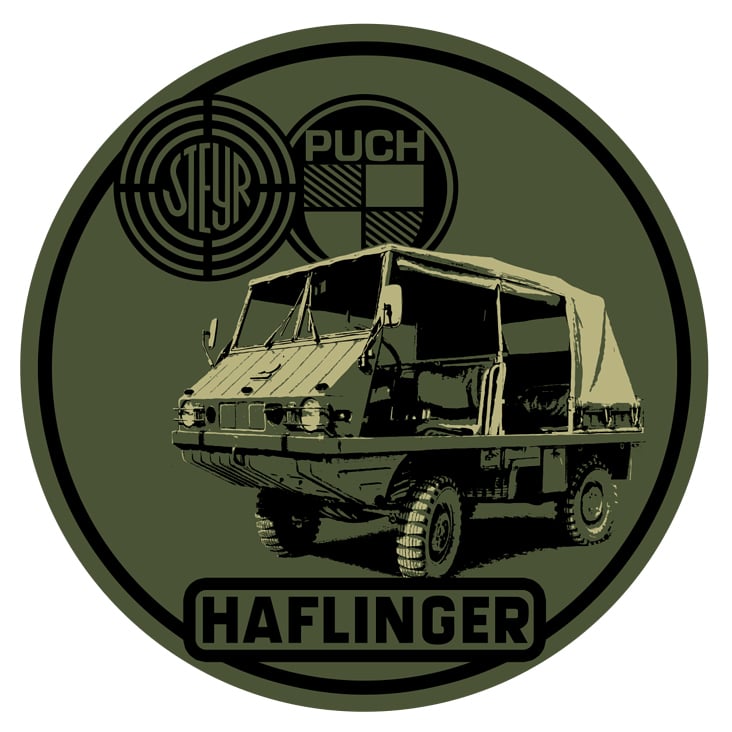 Sticker  Puch Haflinger   Kunde: Traditionsverband Heereskraftfahrwesen (HKFW)