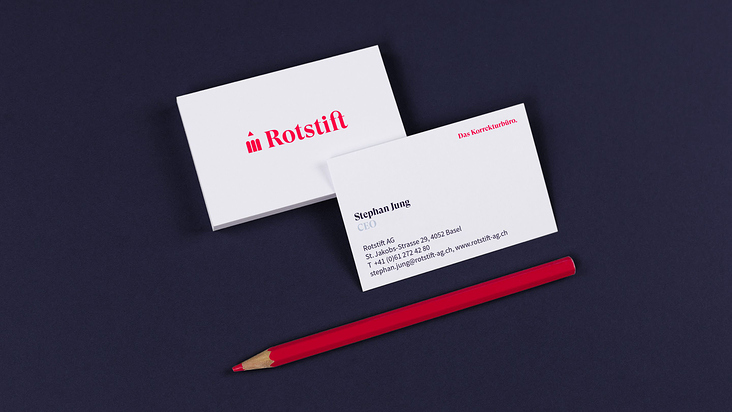 SUAN Rotstift Textkorrektur Re-Design Basel Bern Visitenkarten