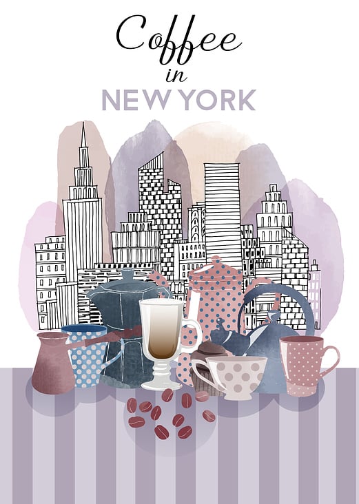 Coffee in NY vector poster