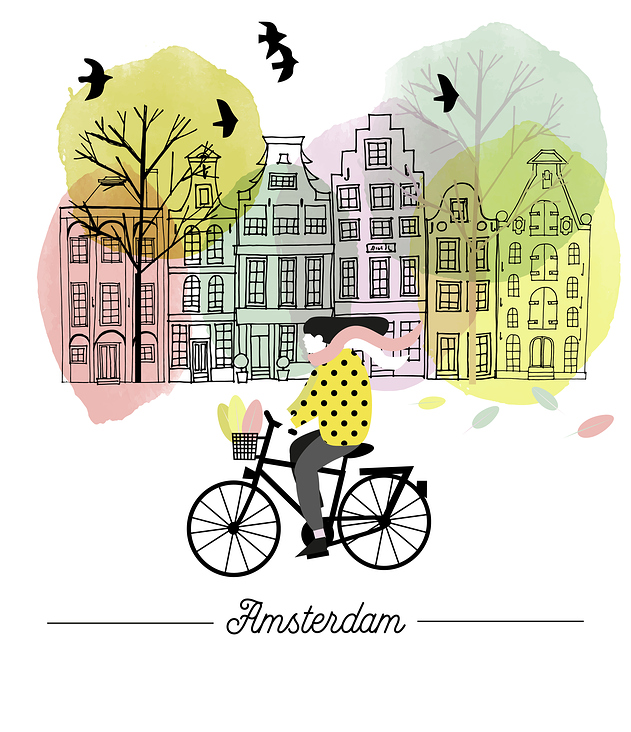 Spring im Amsterdam vector Poster