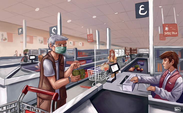 A day in the supermarket during pandemic