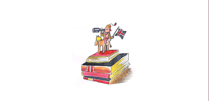Illustration für „Die Zeit für eine Beilage zur Frankfurter Buchmesse (Island stand im Mittelpunkt).