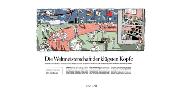 Wissenschafts-Olympiade. Illustration für die Wochenzeitung „Die Zeit.