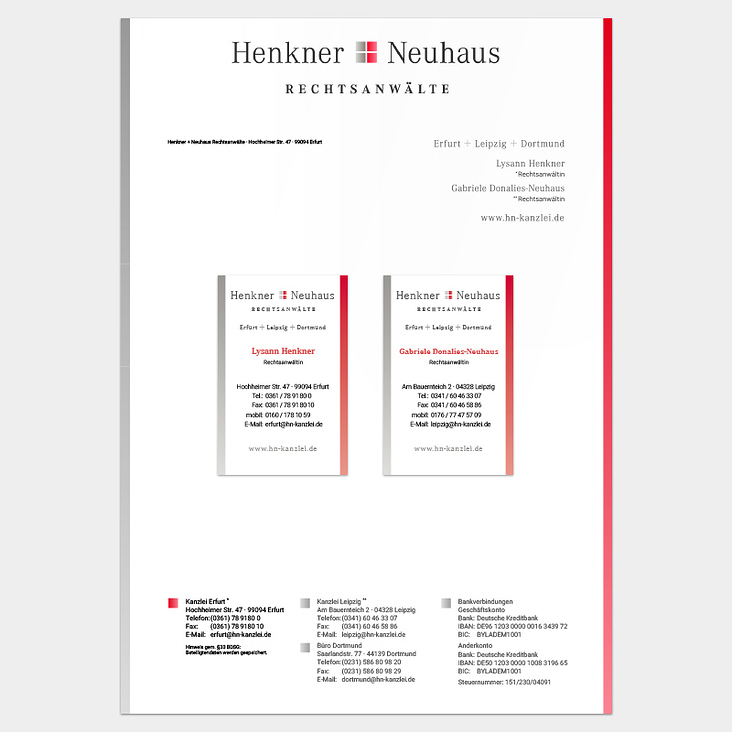 Geschäftsausstattung für Henkner + Neuhaus