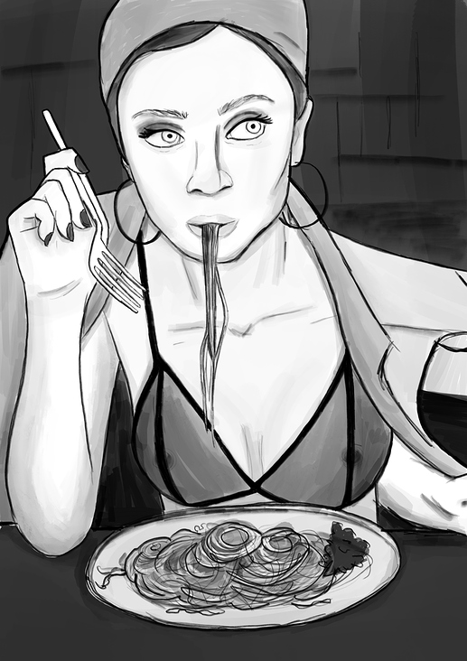 Spaghetti Girl (freie Illustration)