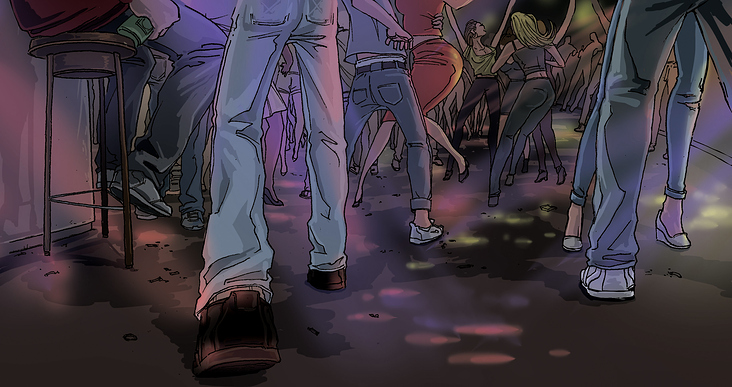 Partynight – Illustration für den Jugendroman „Tridiversum“