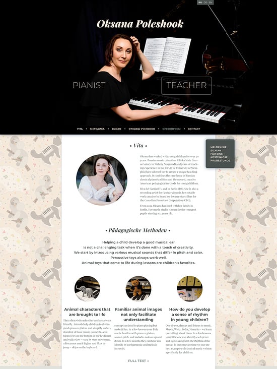 Webseite Musikerin Oksana Poleshook