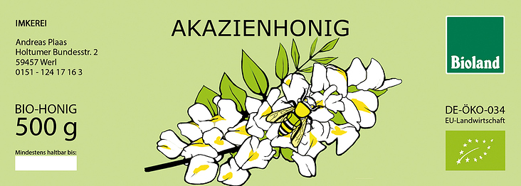 H Akazienhonig1−500g  Bienenflügel gelb