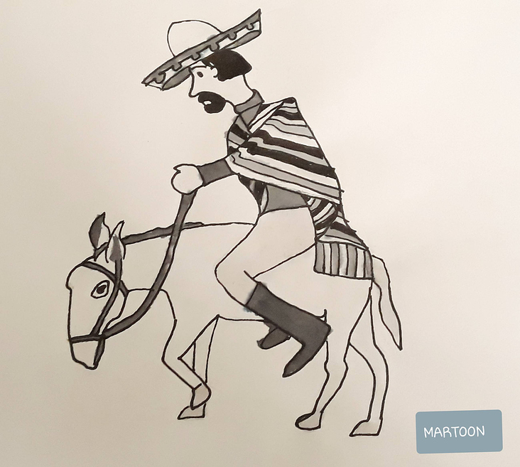Tag 28: Ay caramba! Hier reitet ein Mexikaner, auf einem Esel in Richtung Ziel.