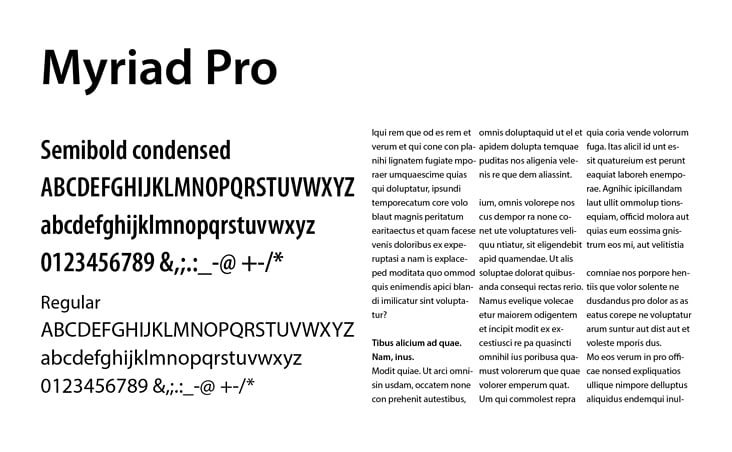 Schriftmuster Myriad pro