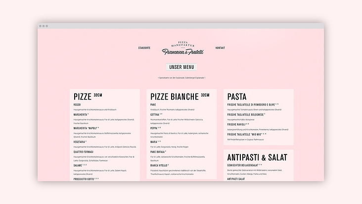 Francesca & Fratelli Menu