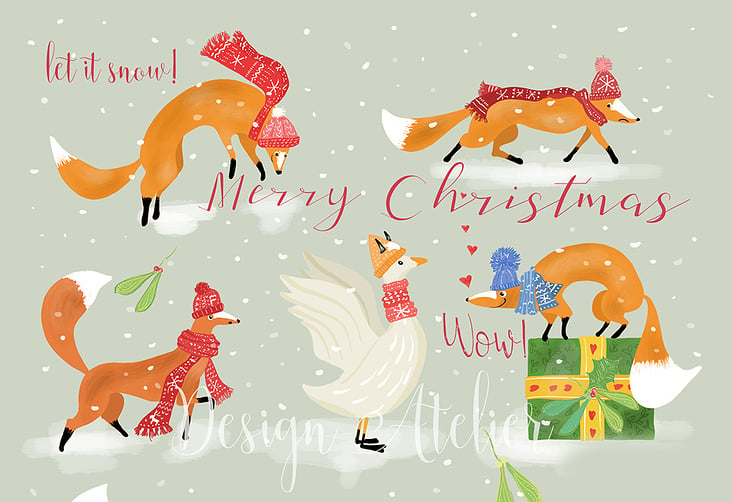 Christmas Foxes