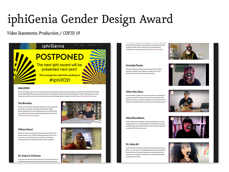 #iphi2020 postponed | COVID-19 videostatement about matter of gender & design