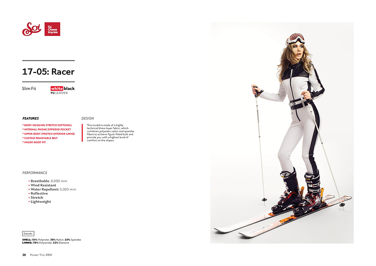 One-piece ski wear range for women