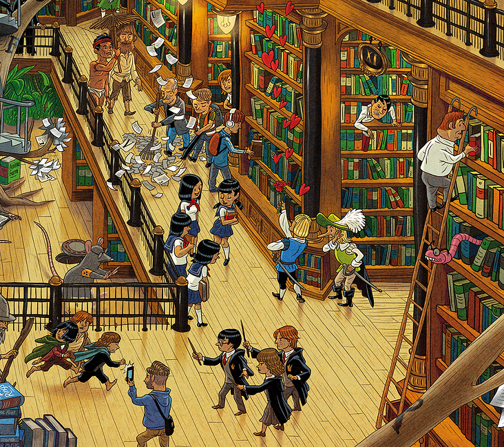 Wimmelbild für Heye Puzzles „Library“ – Detail 2