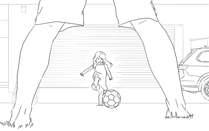 Linework – Kleines Mädchen spielt Fußball