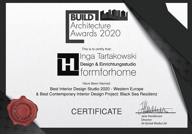 Inga Tartakowski – winner |  Design und Einrichtungsstudio formforhome – Best INTERIOR Design Studio 2020 Western Europe
