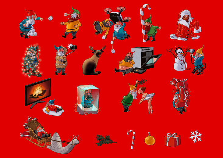 Weihnachts Illustrationen für Mediamarkt – Geschenkpapier