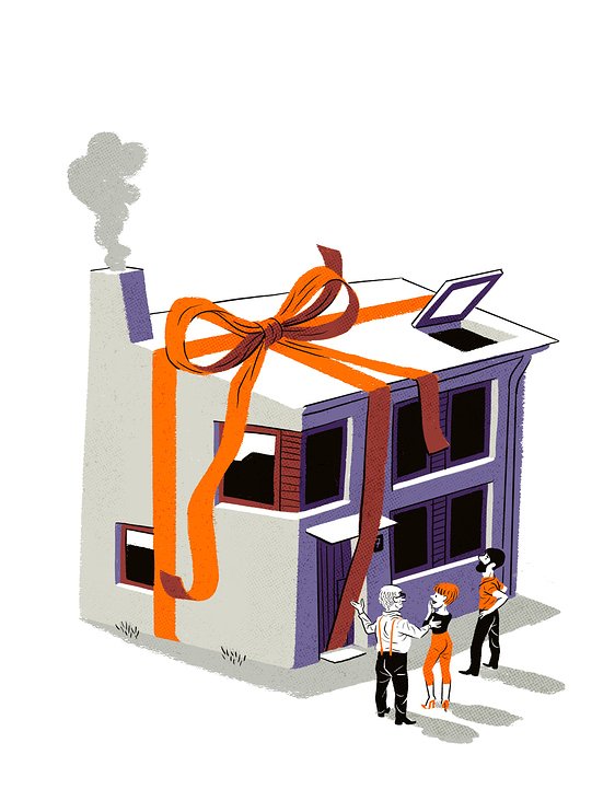 Aufmacher Illustration für das Magazin Finanztest – Thema: Immobilien verschenken