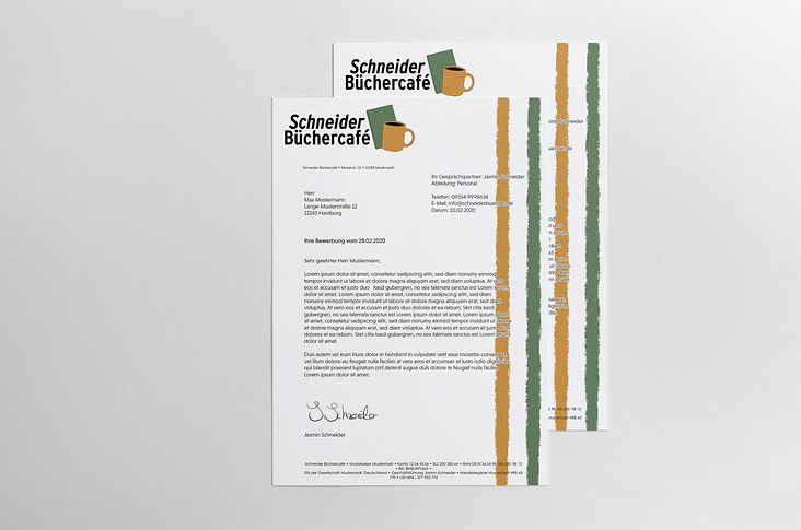 „Büchercafé Schneider“ Geschäftspapier Mockup