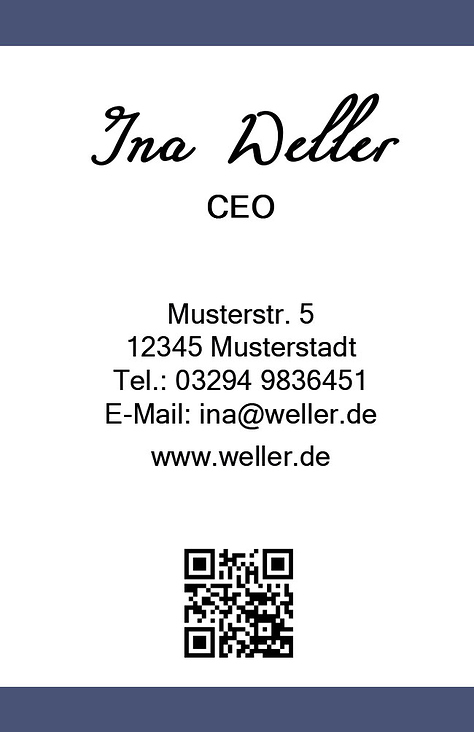 „Weller“ Visitenkarte Rückseite