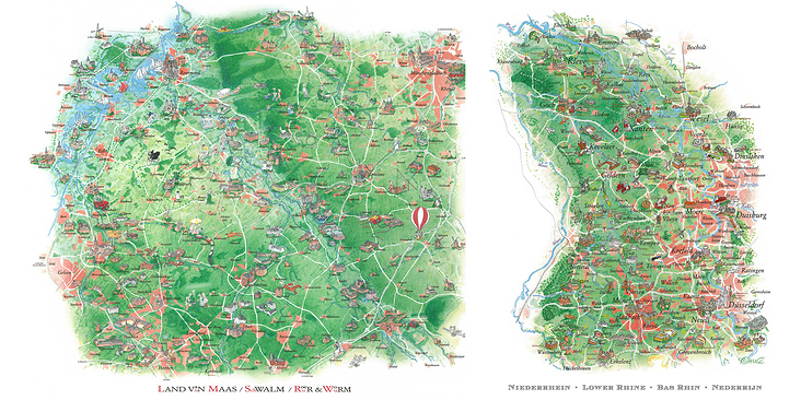 2 Übersichts- / Panoramakarten der Region zwischen Maas und Rhein