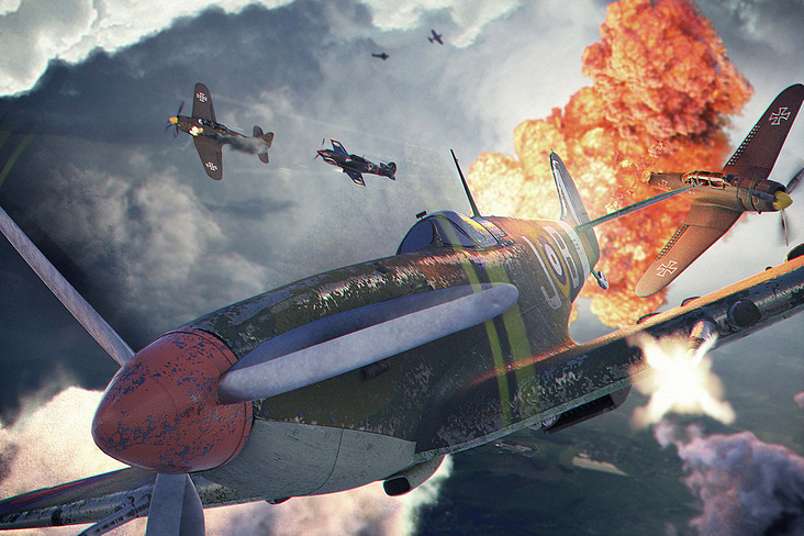 3D Artwork einer Luftschlacht im zweiten Weltkrieg