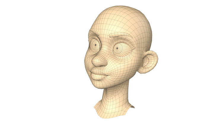 3D Charakter Kopf Topology