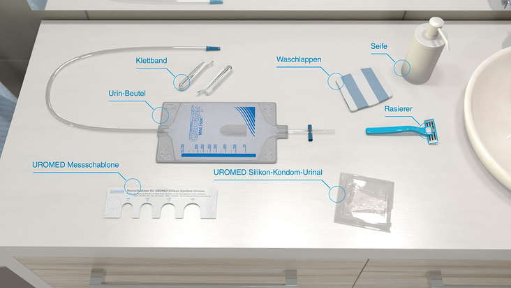 3D-Anwenderanimation UROMED Silikon-Kondom-Urinale: Screenshot aus der Animation