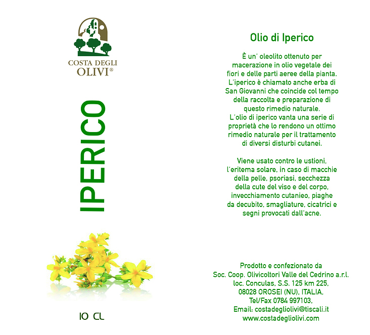 Olio di oliva con iperico, Etikett 100 ml