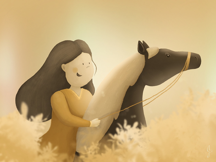 Reiterin und Pferd