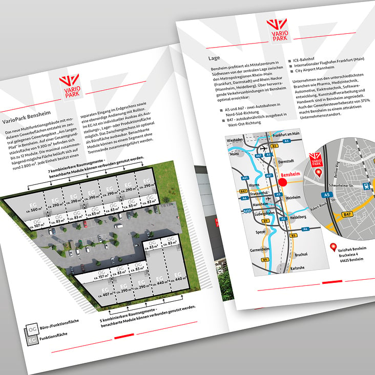 VarioPark-Infografik, -Map, -Objekt-Exposé-Flyer, Bensheim (2019)
