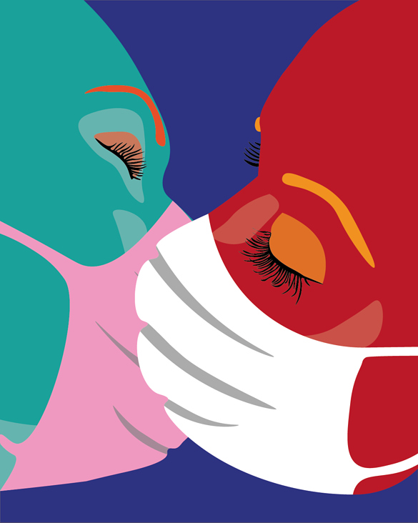 Kissing Masks – Illustration