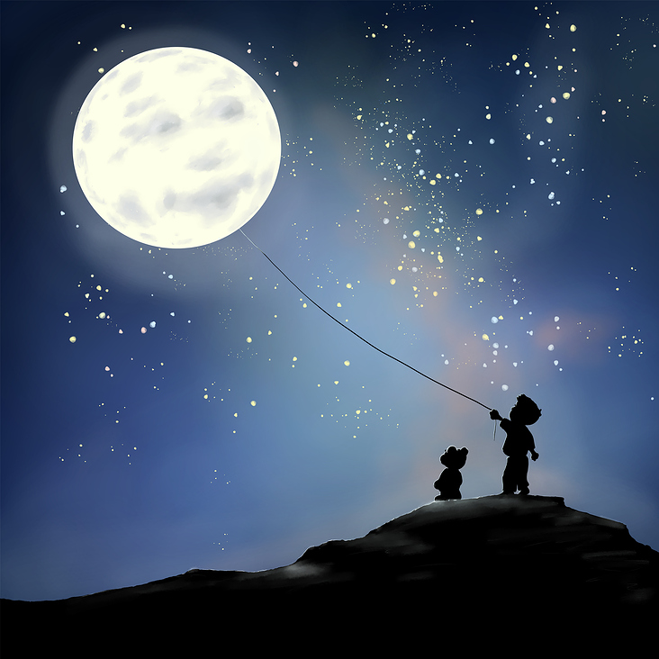 Der Mond fliegt wieder langsam an den Himmel – Kinderbuch „Mein Mond“