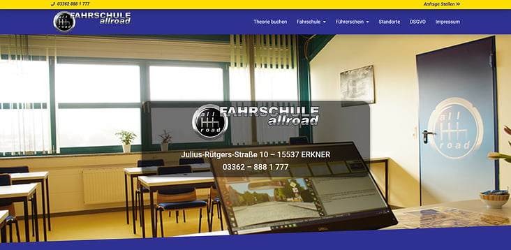 Webseite Fahrschule allroad Erkner