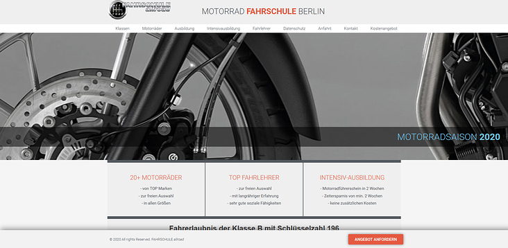 Webseite Fahrschule allroad Motorrad