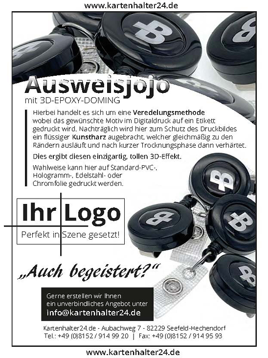 Flyer – Ausweisjojo mit Logo | Epoxy-Etikett