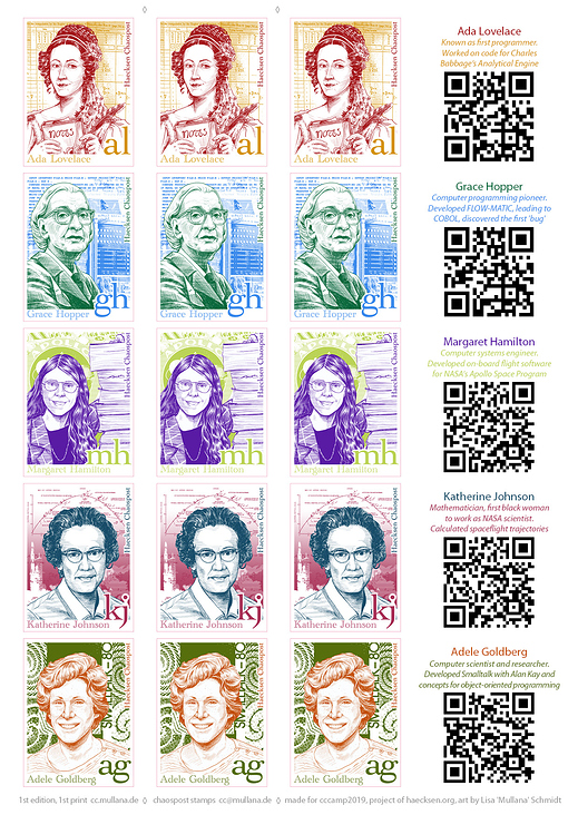 Sticker-Set in Briefmarken-Optik –  Frauen der IT-Geschichte