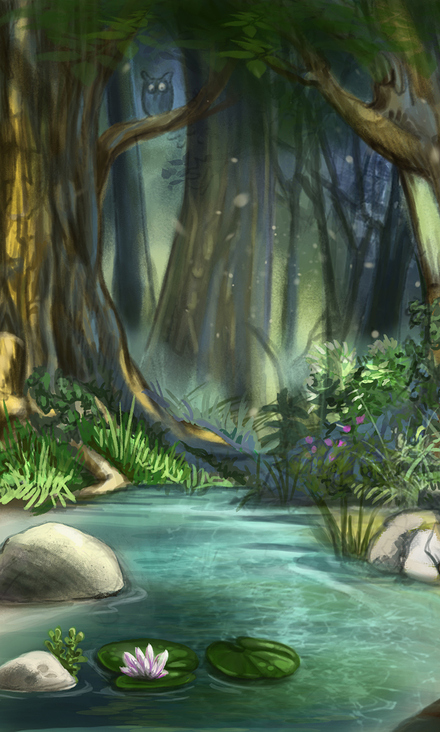 Märchenwald/Ausschnitt aus einer Bannerillustration für einen Kunden