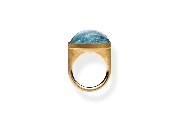 „Antiquity big“ Ring, 750/- Gelbgold, Aquamarin
