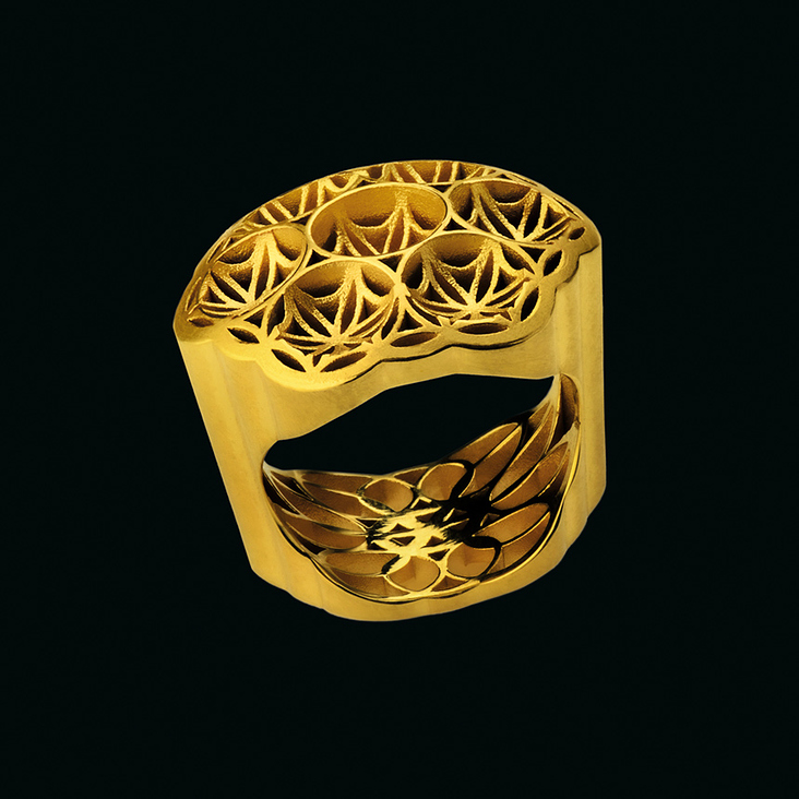 „Fleur“  Ring, 750/Gelbgold