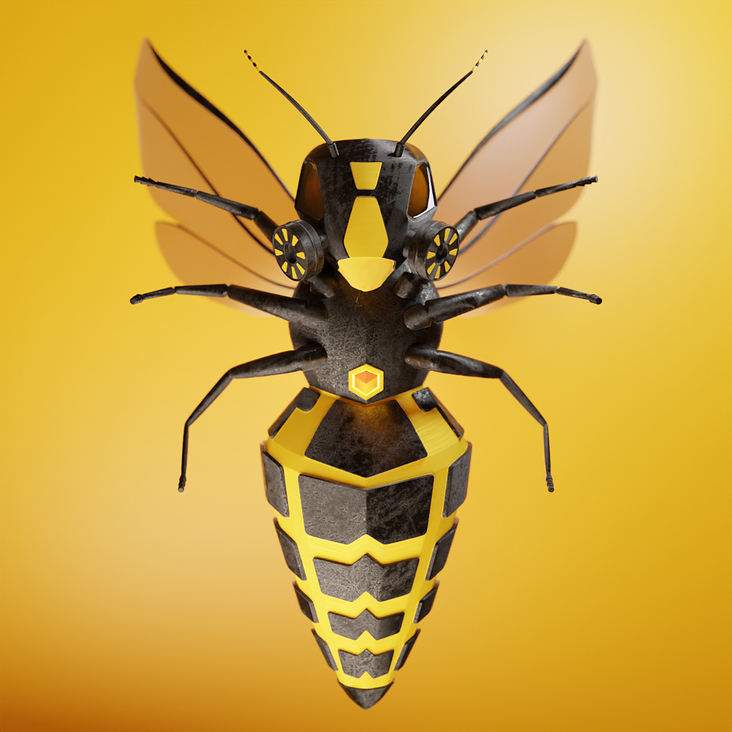 Wasp with gas mask